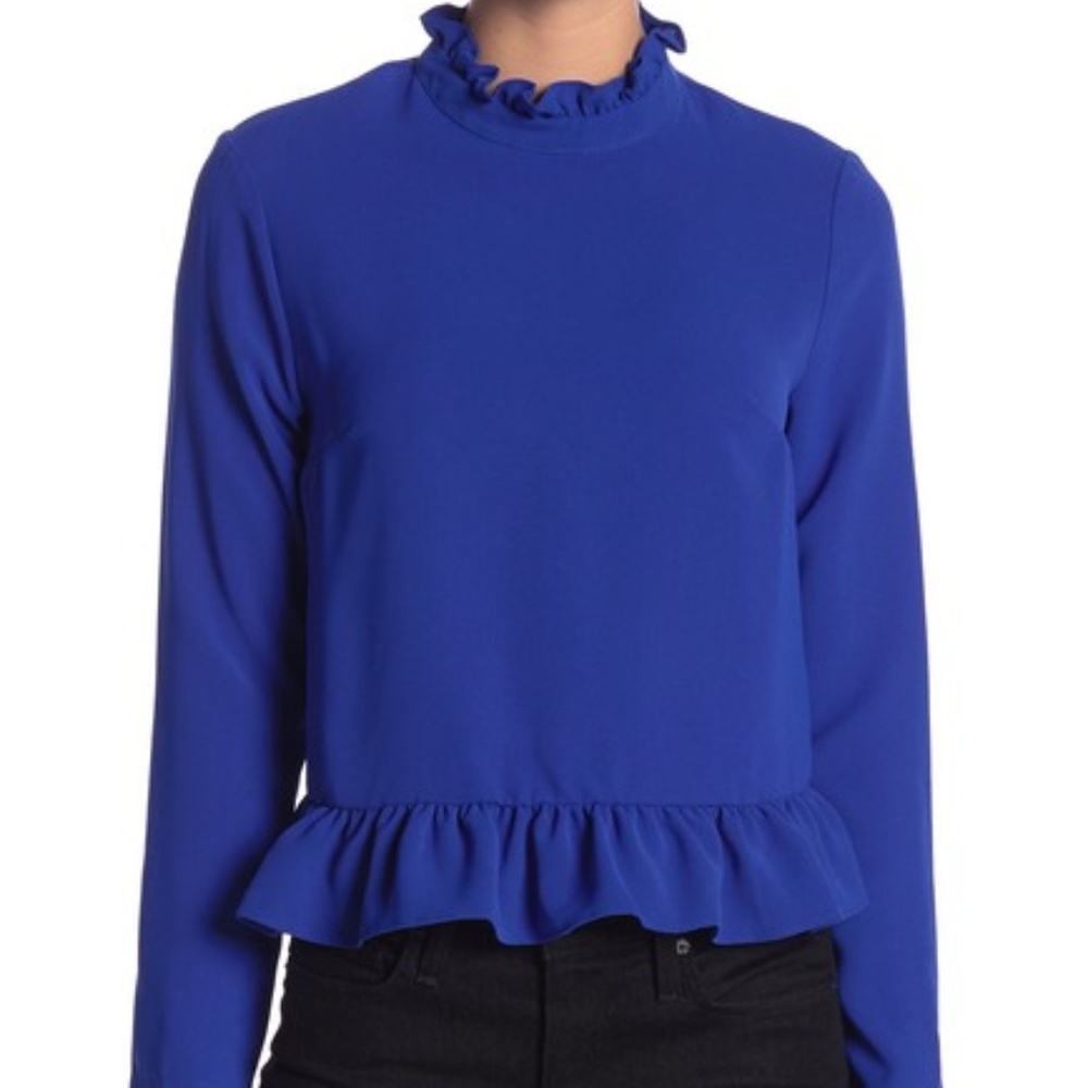 CODEXMODE Ruffle Trim High Neck Blouse